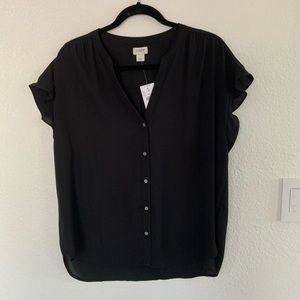 J. Crew black flutter-sleeve blouse